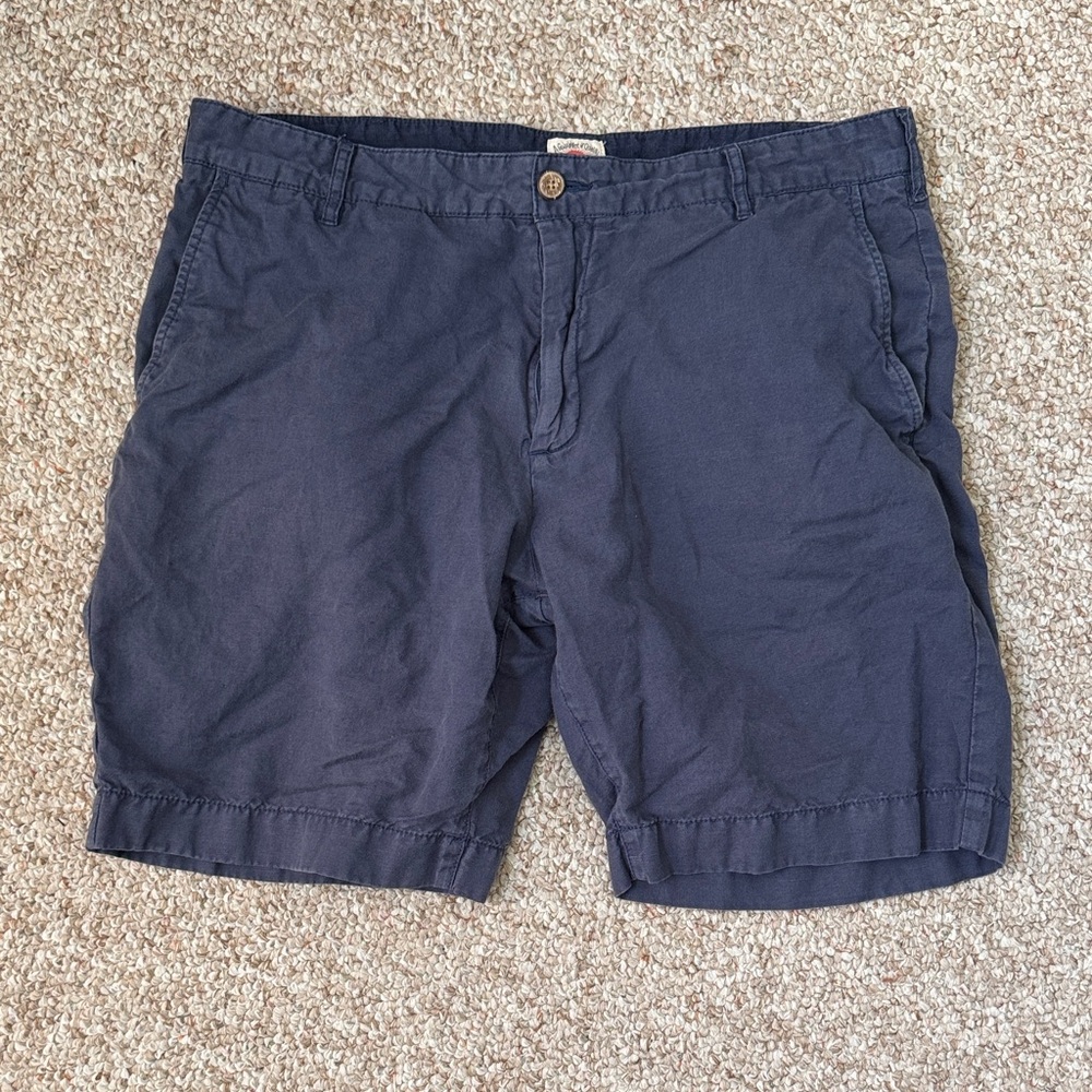 Faherty Men's Linen-Blend Navy Shorts Size 34